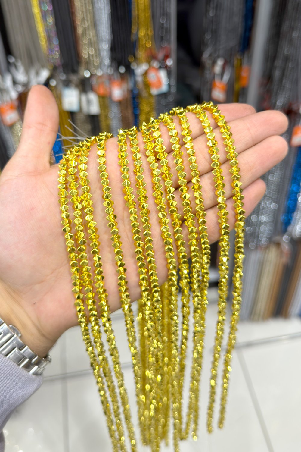 Hematite Stone 4x4mm Special-Cut Bead Strand