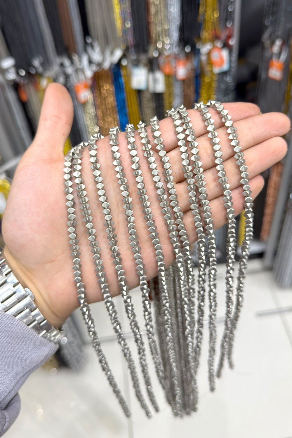 Hematite Stone 4x4mm Special-Cut Bead Strand