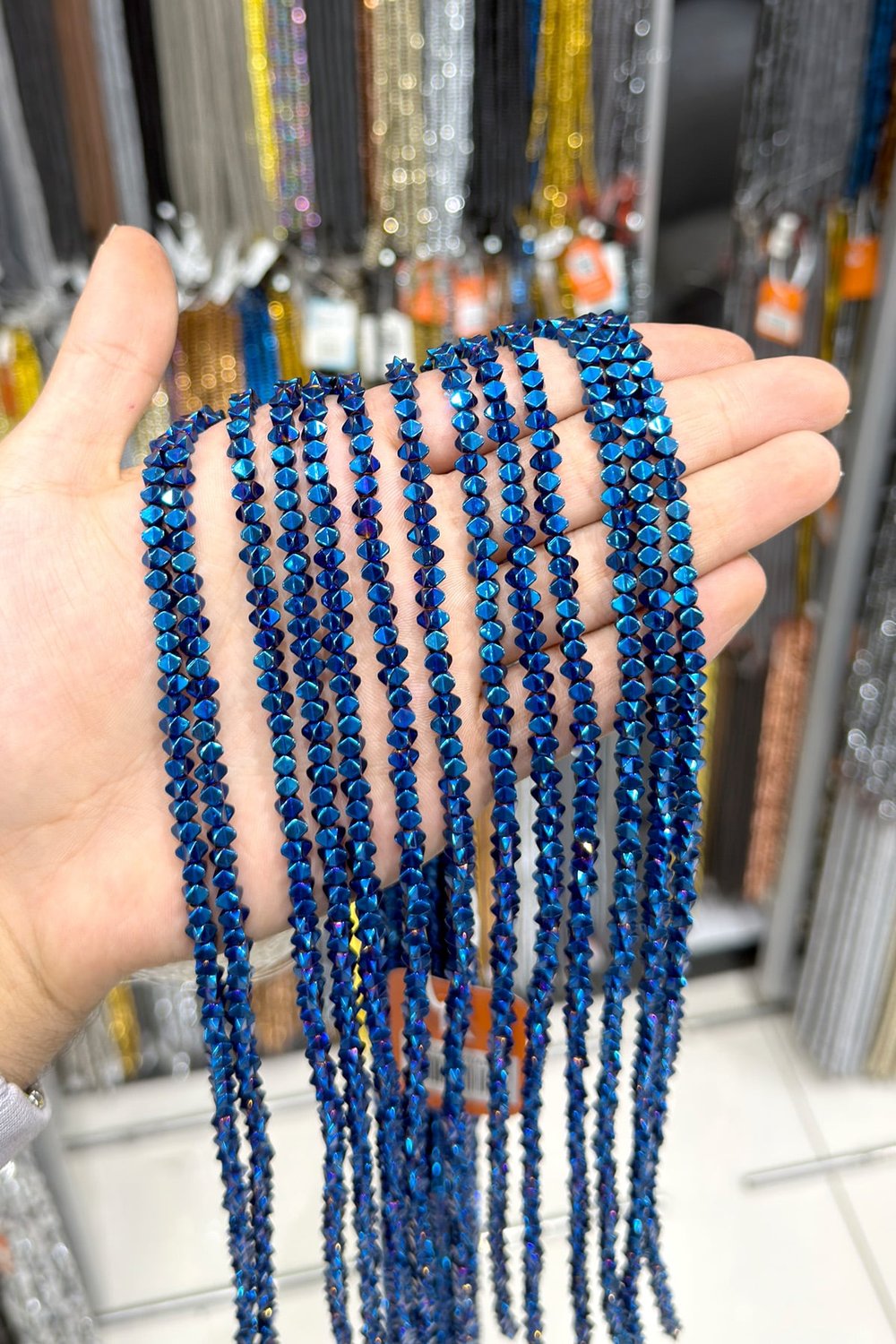 Hematite Stone 4x4mm Special-Cut Bead Strand