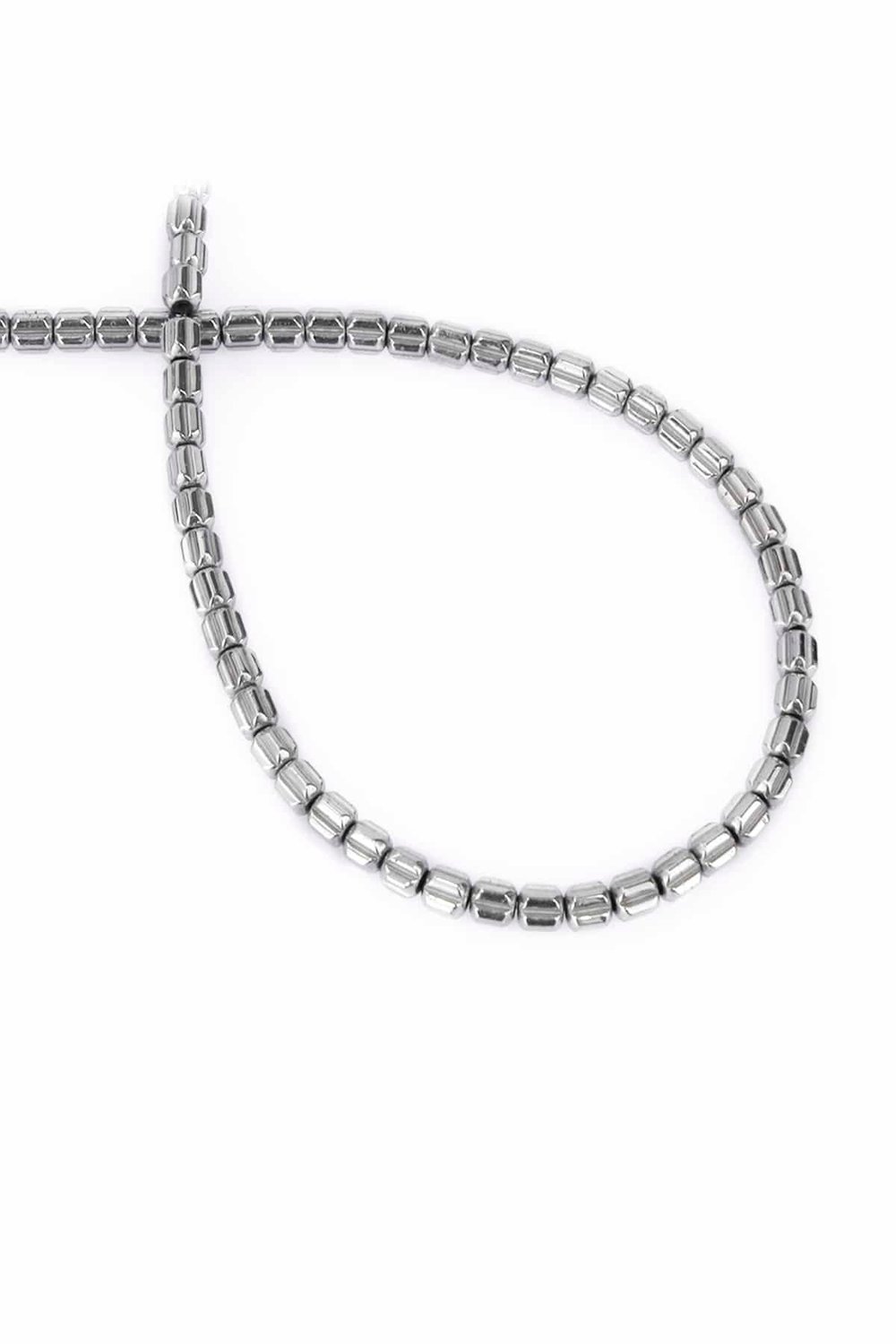Hematite Stone 4x4mm Cylindrical-Cut Bead Strand