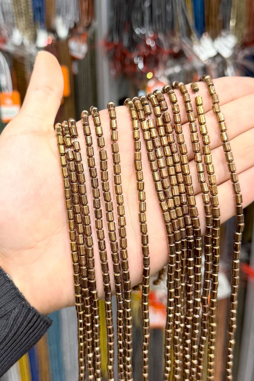 Hematite Stone 4x5mm Cylindrical-Cut Bead Strand