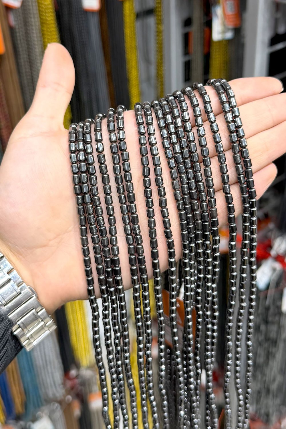 Hematite Stone 4x5mm Cylindrical-Cut Bead Strand