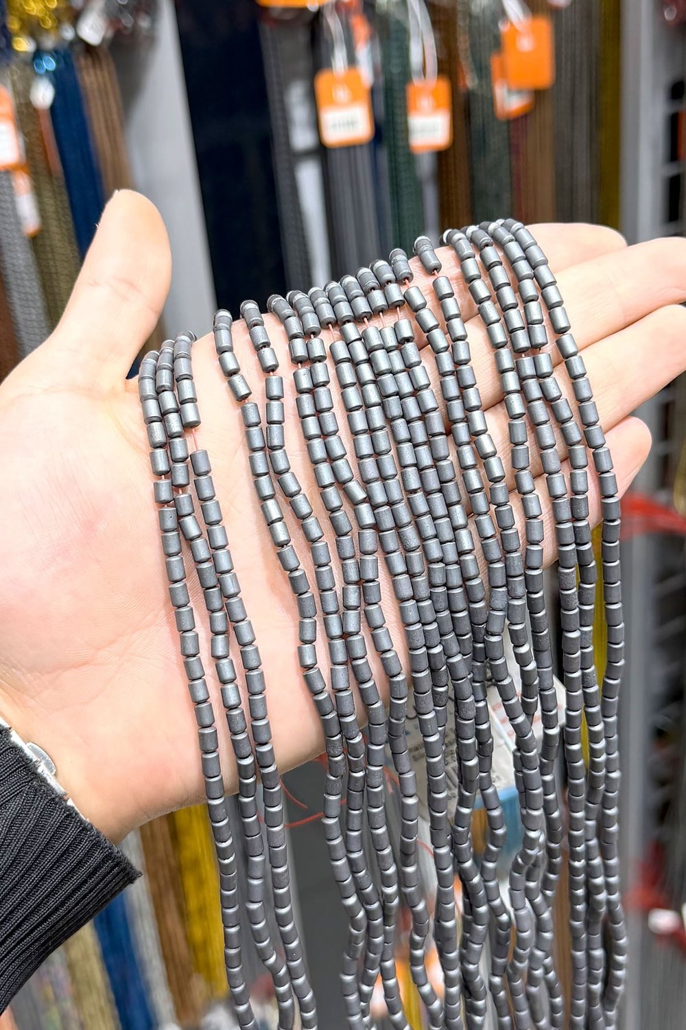 Hematite Stone 4x5mm Cylindrical-Cut Bead Strand