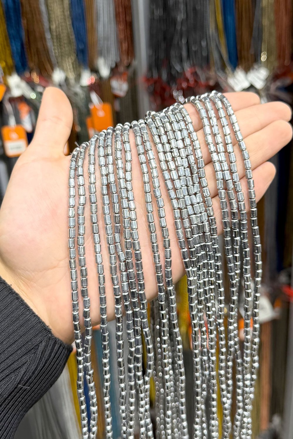 Hematite Stone 4x5mm Cylindrical-Cut Bead Strand