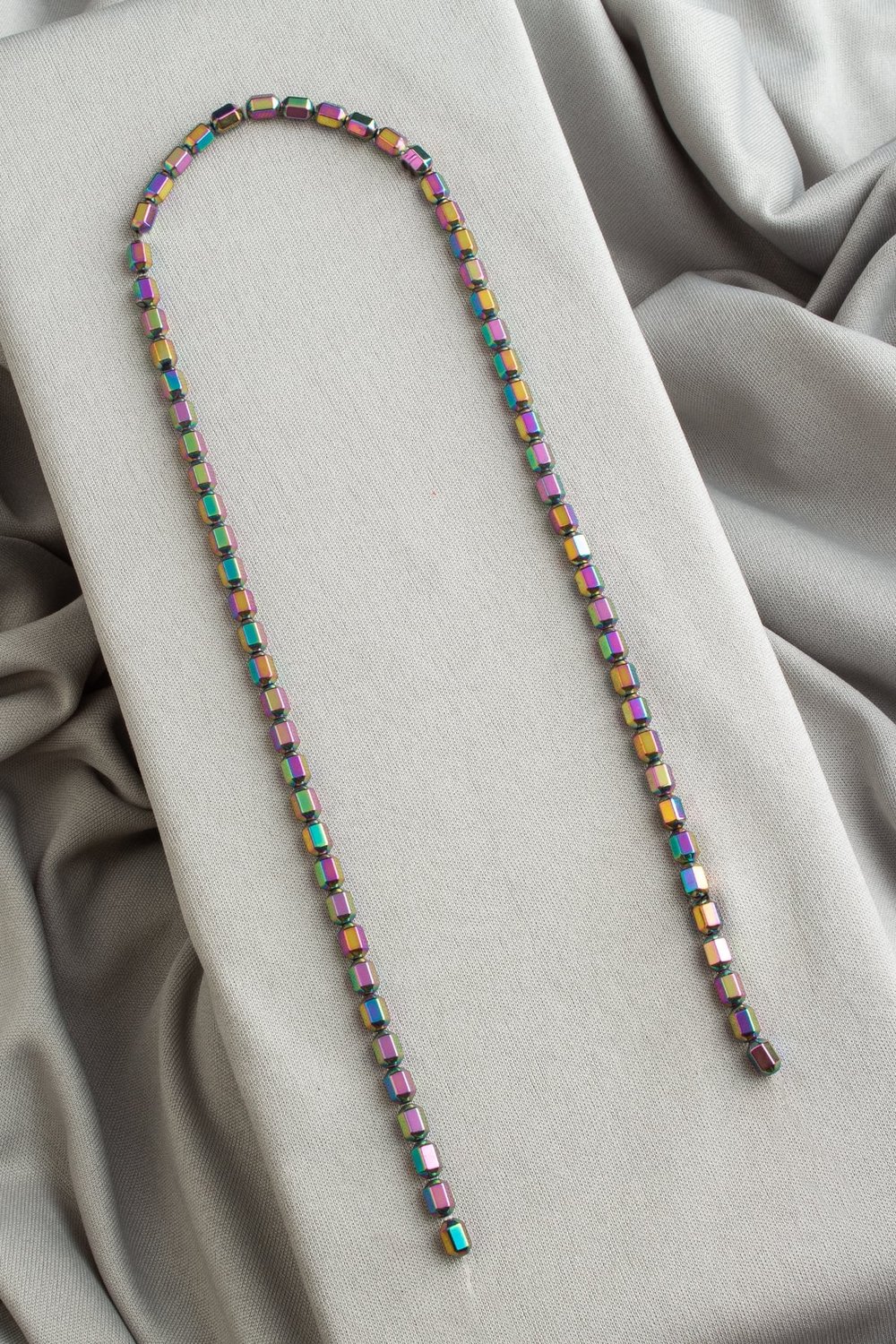 Hematite Stone 4x6mm Hexagon Cylindrical-Cut Bead Strand