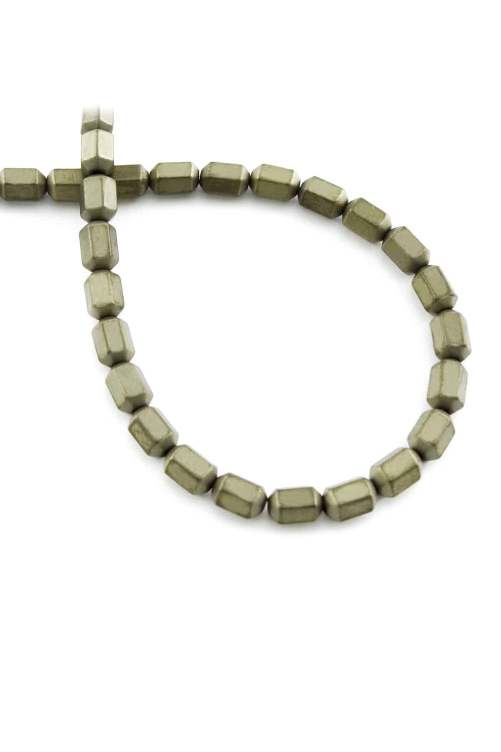 Hematite Stone 4x6mm Hexagon Cylindrical-Cut Bead Strand