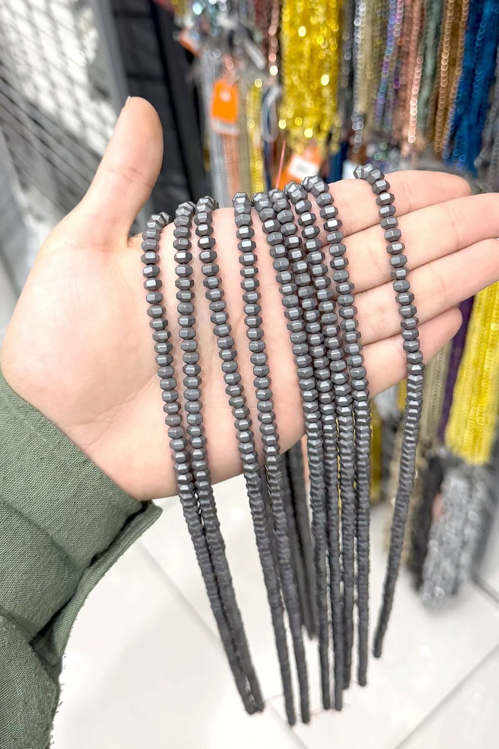 Hematit Taşı 6x4mm Altıgen Rondela Kesim Doğal Taş Diziler