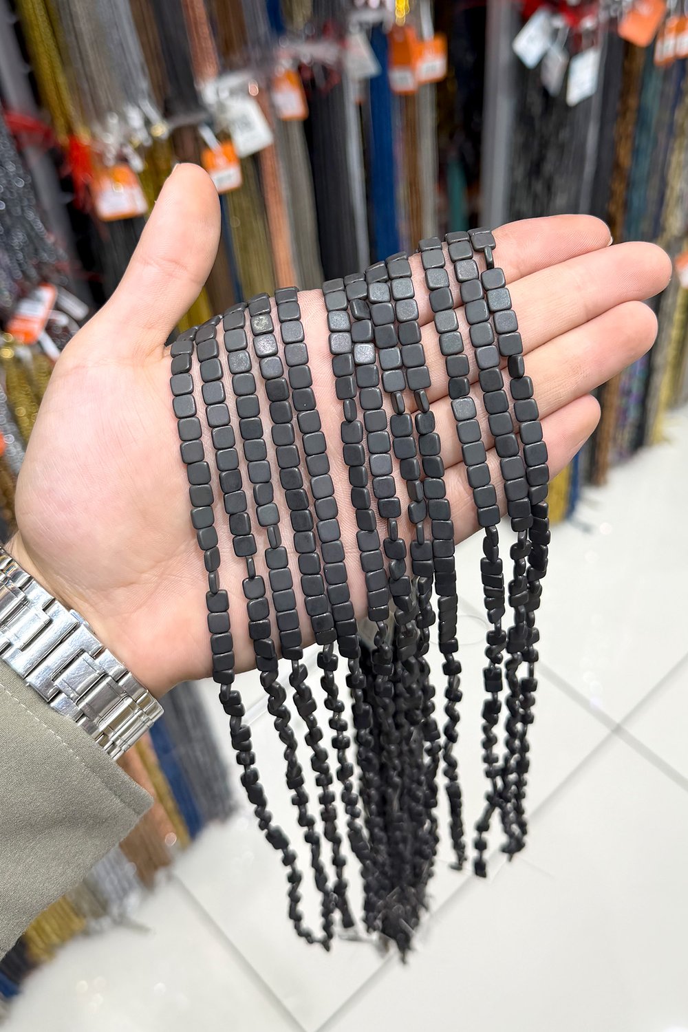 Hematit Taşı 6x6mm Yatsı Kare Kesim Doğal Taş Diziler