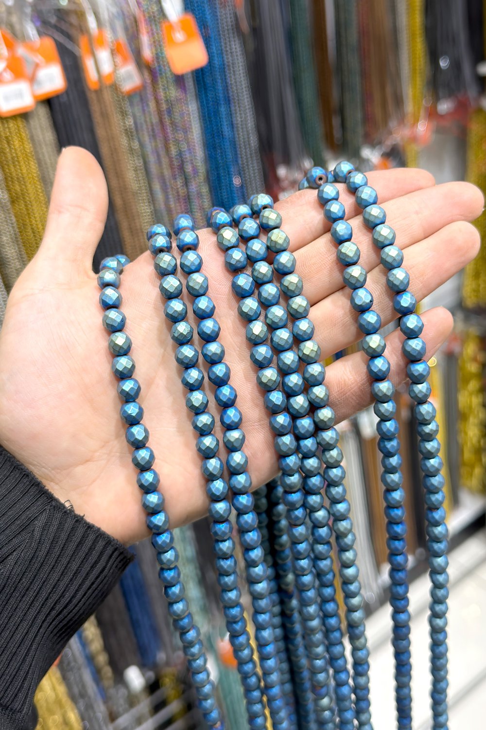 Hematit Taşı 8mm Faset Küre Kesim Doğal Taş Diziler