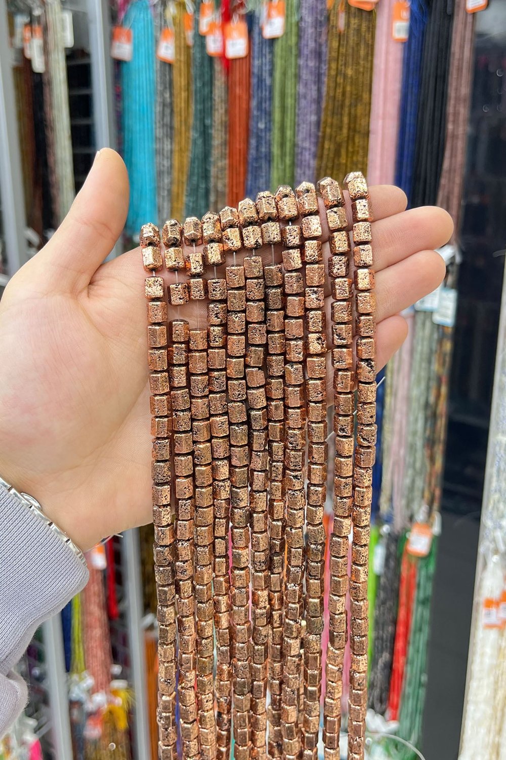 Hematit Taşı Altıgen Kesim Antik Bakır 8x6mm Doğal Taş Dizi