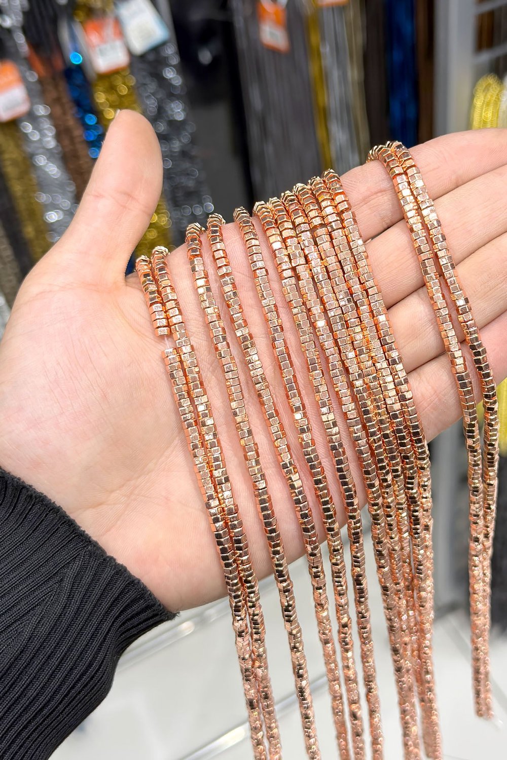 Hematit Taşı Altıgen Kesim Altın Sarı 4x2mm Doğal Taş Dizi