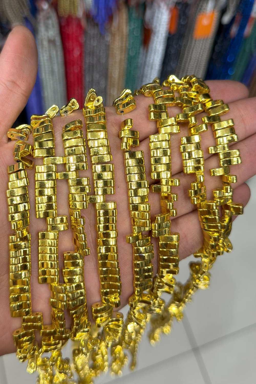 Hematit Taşı Altın Sarı 3x10mm Doğal Taş Dizi
