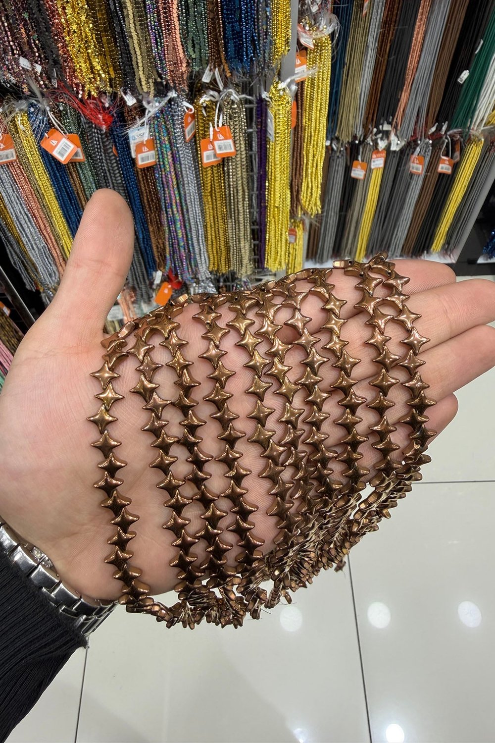 Hematit Taşı Amorf Yıldız Kesim Parlak Kahverengi 8x8mm Doğal Taş Dizi
