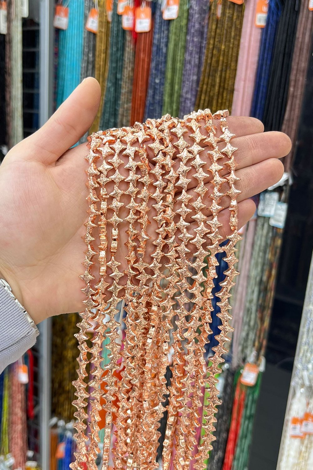 Hematit Taşı Amorf Yıldız Kesim 8x8mm- Parlak Roz Doğal Taş Dizi