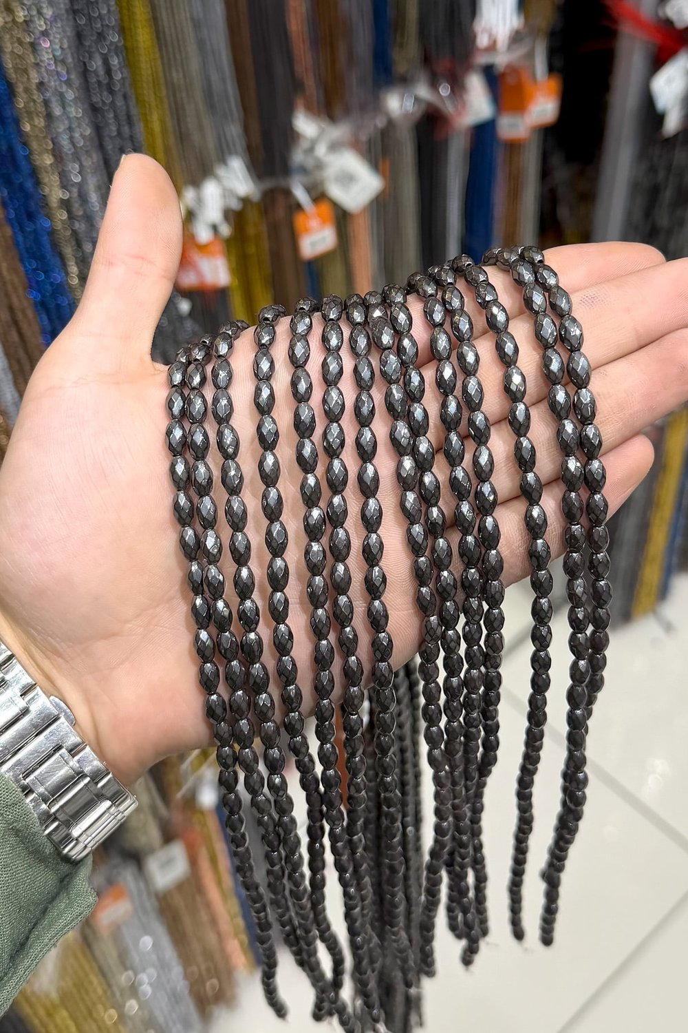 Hematit Taşı 5x8mm Arpa Kesim Doğal Taş Diziler