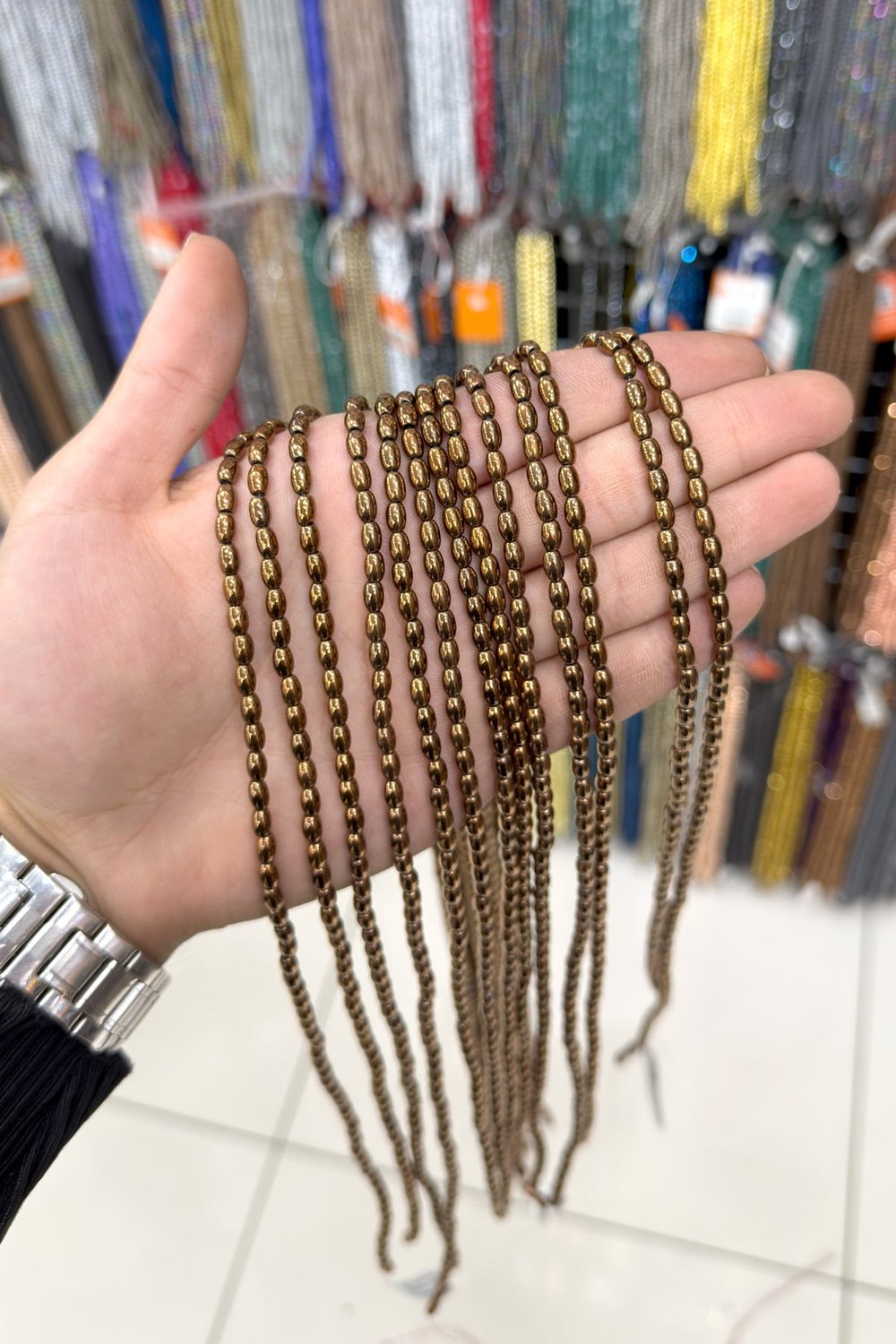 Hematit Taşı Arpa Kesim 4x6mm- Mat Siyah Gökkuşağı Doğal Taş Dizi
