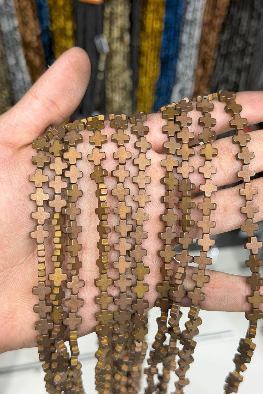 Hematit Taşı Artı Kesim Mat Kahverengi 8x8mm Doğal Taş Dizi