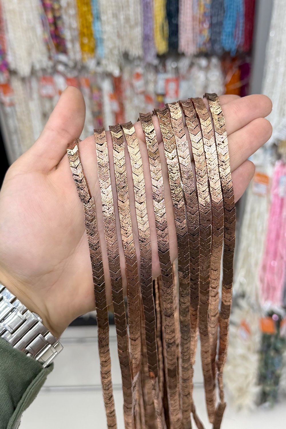 Hematit Taşı Çavuş Kesim Antik Bakır 6x3mm Doğal Taş Dizi