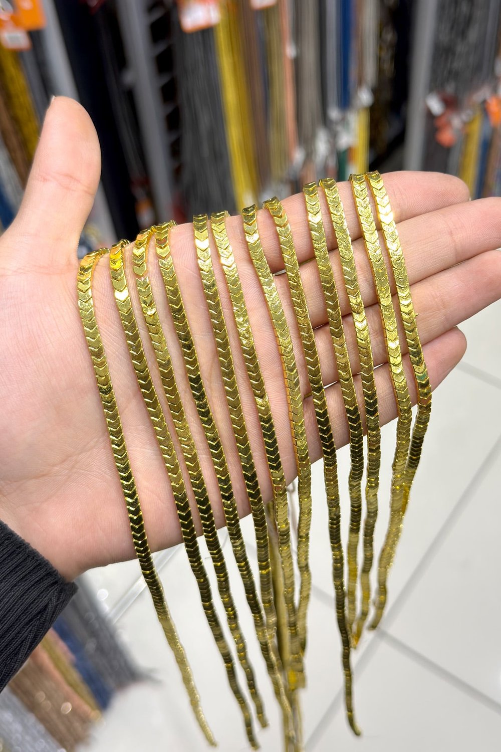 Hematit Taşı Çavuş Kesim Altın Sarı 4x2mm Doğal Taş Dizi