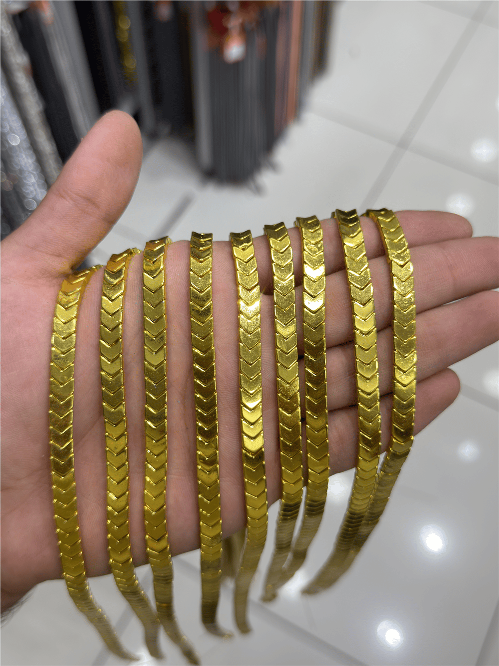 Hematit Taşı Çavuş Kesim Altın Sarı 6x3mm Doğal Taş Dizi