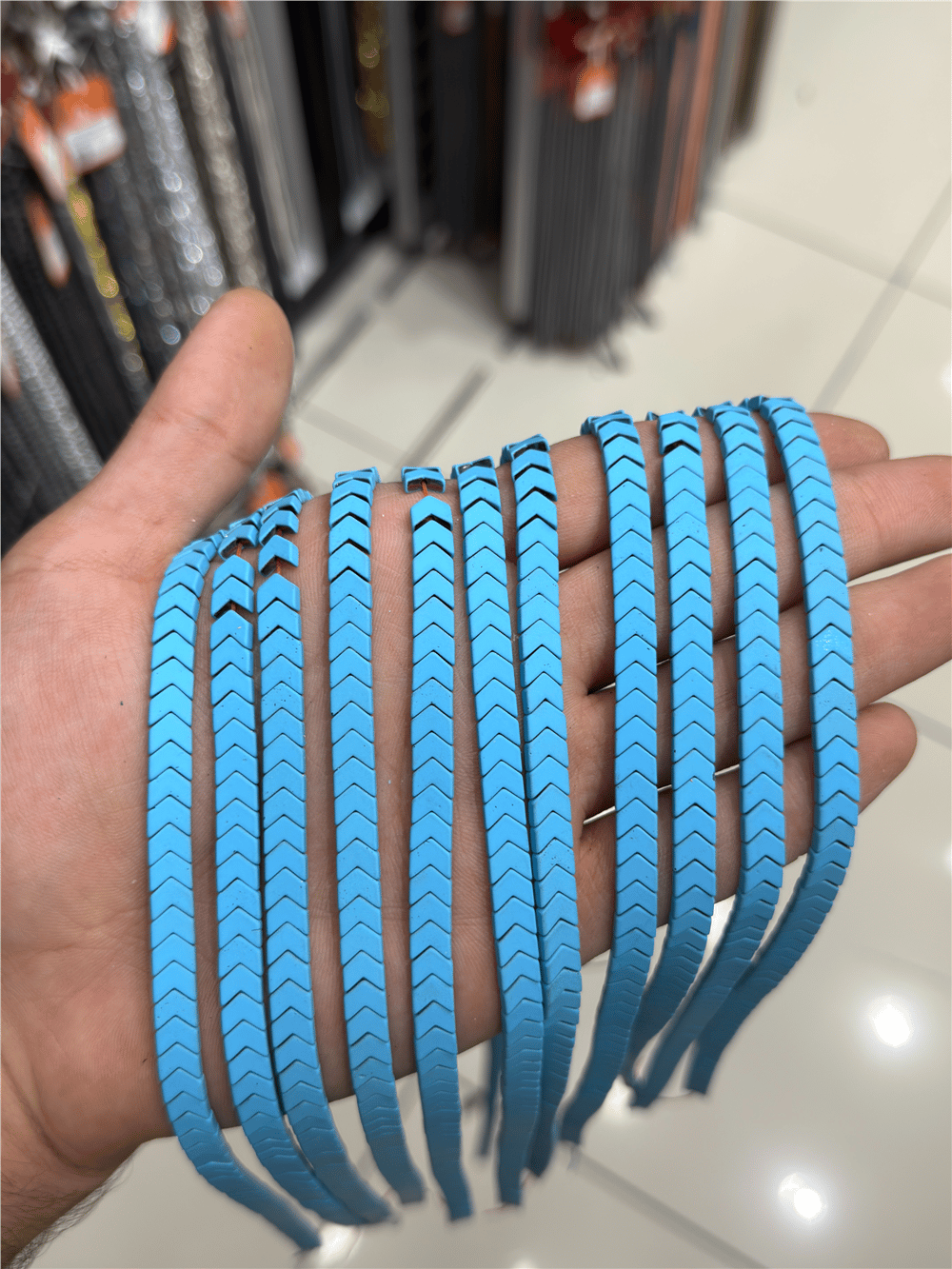 Hematit Taşı Çavuş Kesim Mat Mavi 6x3mm Doğal Taş Dizi