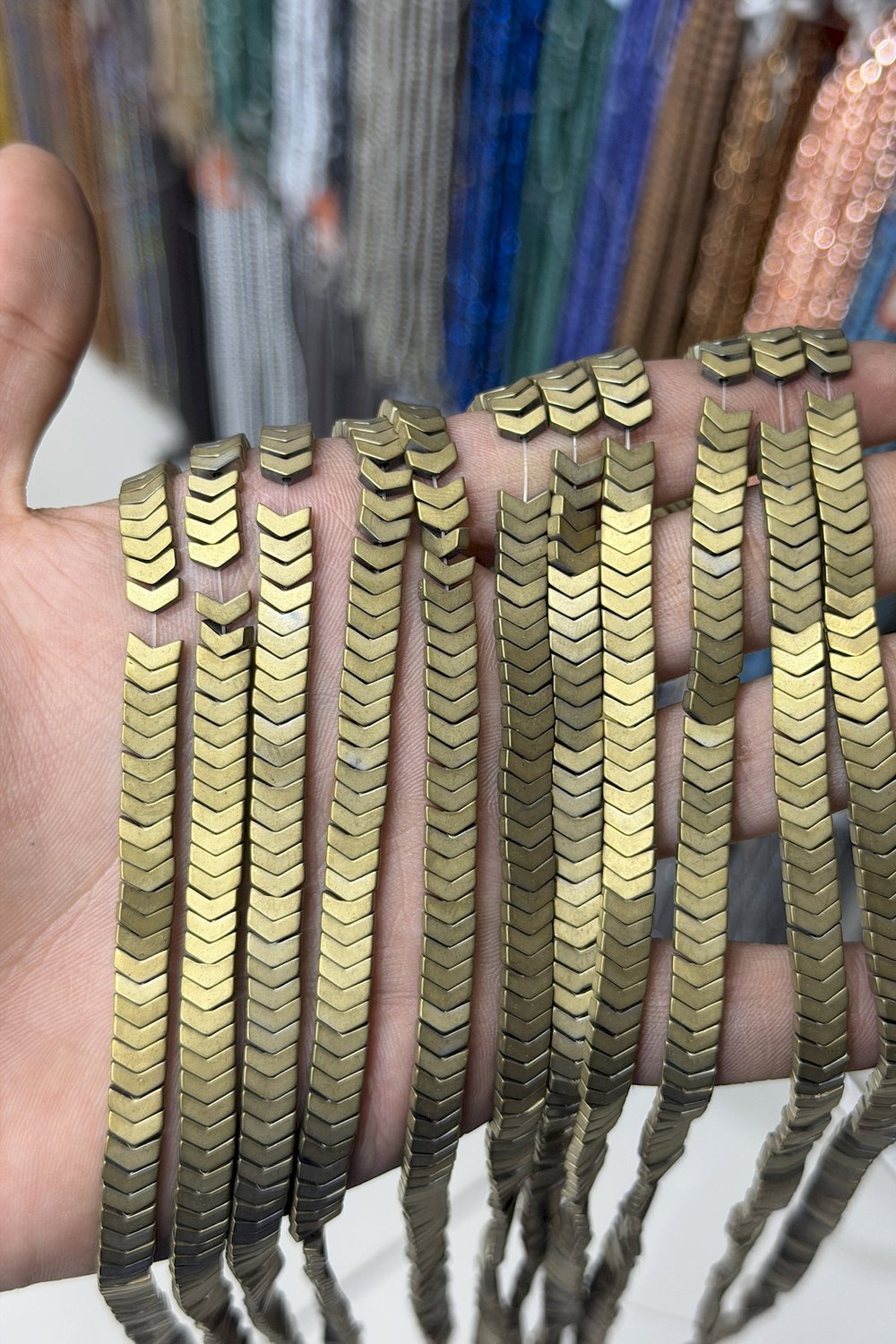 Hematit Taşı Çavuş Kesim Mat Sarı 6x2mm Doğal Taş Dizi