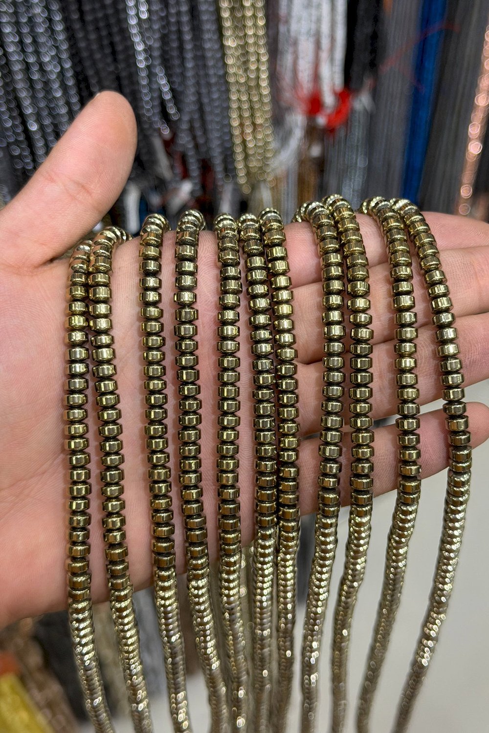 Hematit Taşı Daire Kesim Antik Sarı 6x4mm Doğal Taş Dizi