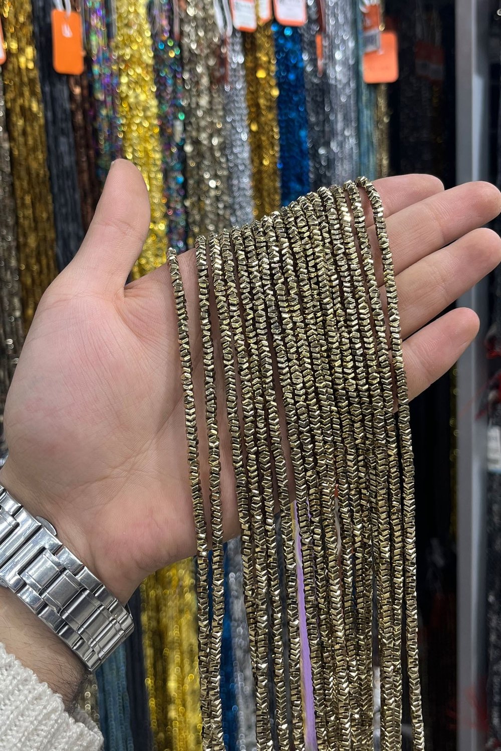 Hematit Taşı Dalgalı Rondela Kesim 4x2mm- Parlak Antik Sarı Doğal Taş Dizi