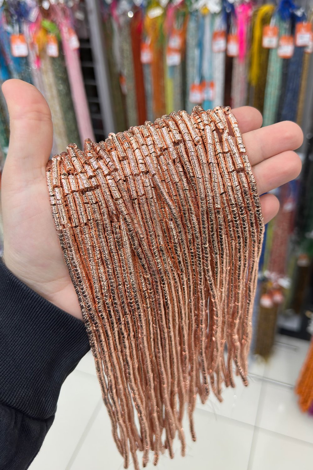Hematit Taşı Dalgalı Rondela Kesim 4x2mm- Parlak Roz Doğal Taş Dizi