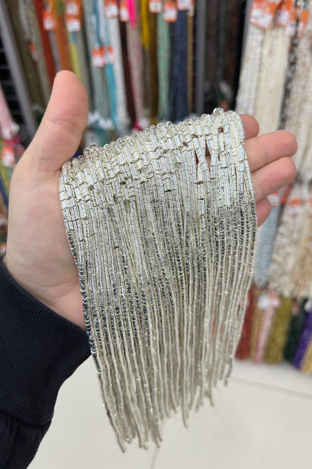 Hematit Taşı Dalgalı Rondela Kesim 4x2mm-Pütürlü Gümüş Doğal Taş Dizi