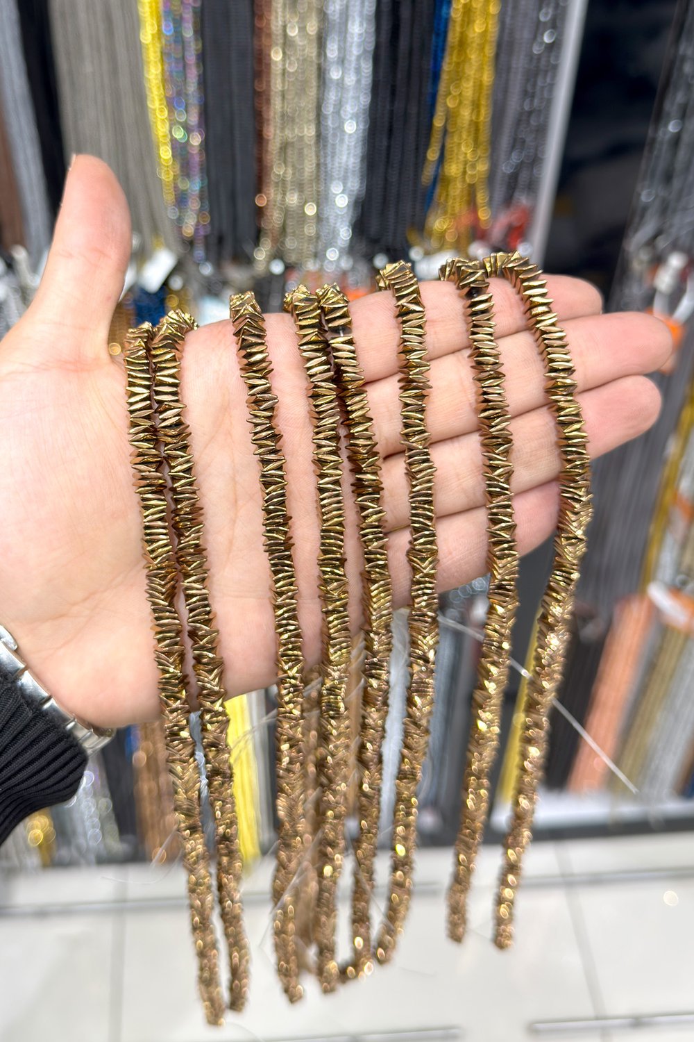 Hematit Taşı Dalgalı Rondela Kesim Parlak Kahverengi 6x1mm Doğal Taş Dizi