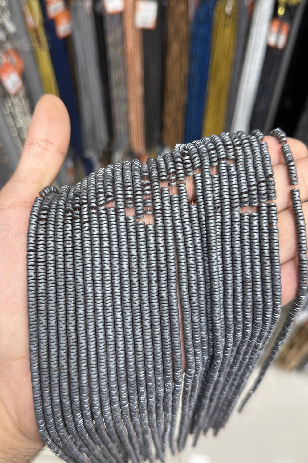 Hematit Taşı Dalgalı Rondela Kesim Mat Gri 4x1mm Doğal Taş Dizi