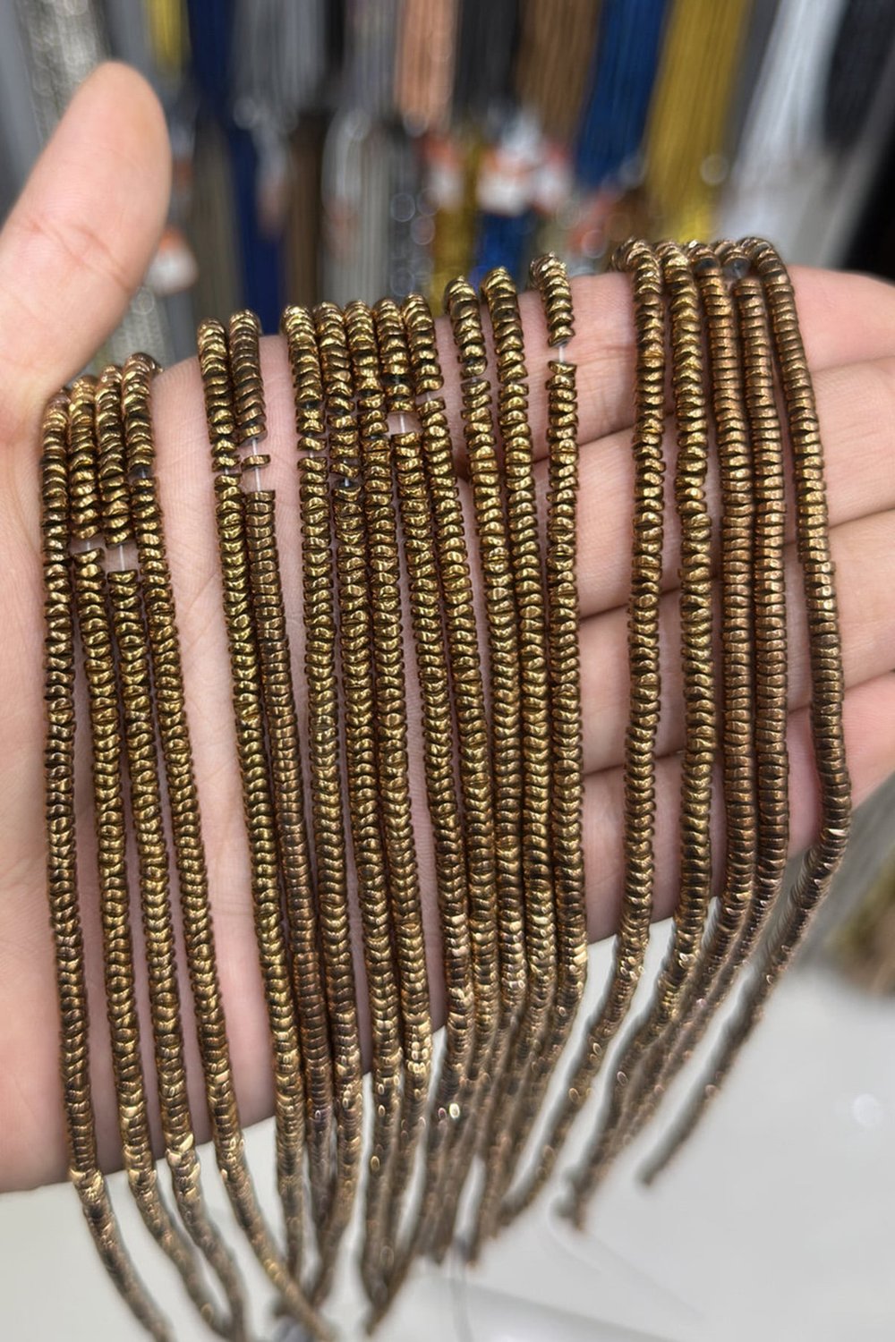 Hematit Taşı Dalgalı Rondela Kesim Mat Kahverengi 4x1mm Doğal Taş Dizi