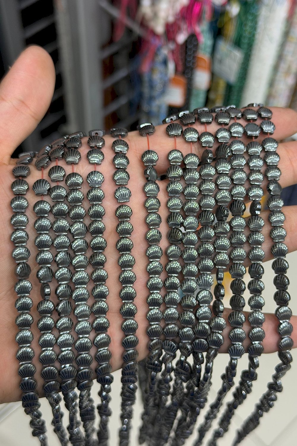 Hematit Taşı Deniz Kabuğu Kesim Parlak Füme 5x3mm Doğal Taş Dizi