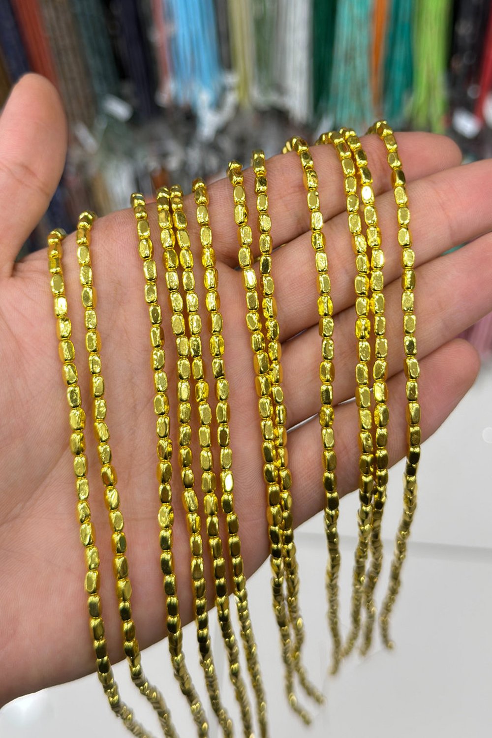 Hematit Taşı Dikdörtgen Kesim Altın Sarı 3x5mm Doğal Taş Dizi