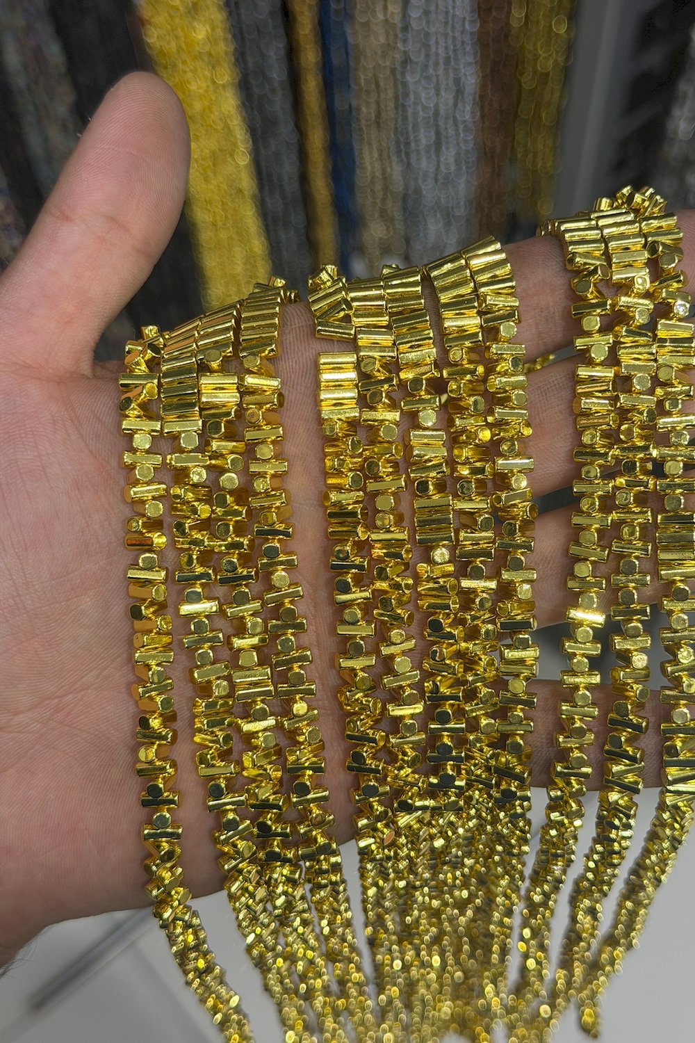 Hematit Taşı Dikdörtgen Kesim Altın Sarı 3x5mm Doğal Taş Dizi