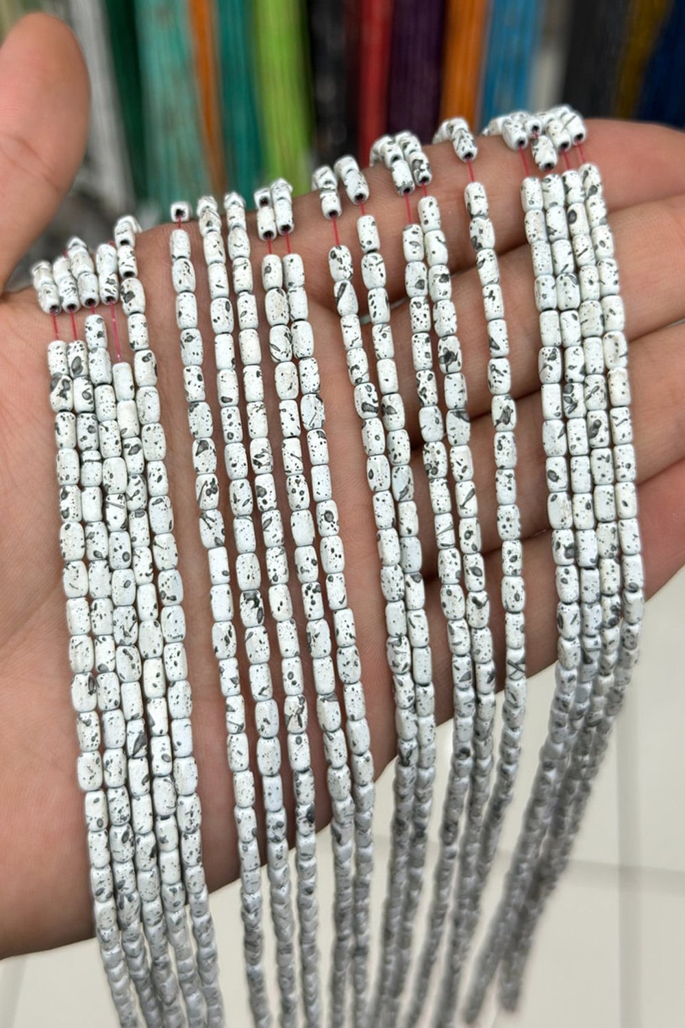 Hematit Taşı Dikdörtgen Kesim Beyaz 3x5mm Doğal Taş Dizi