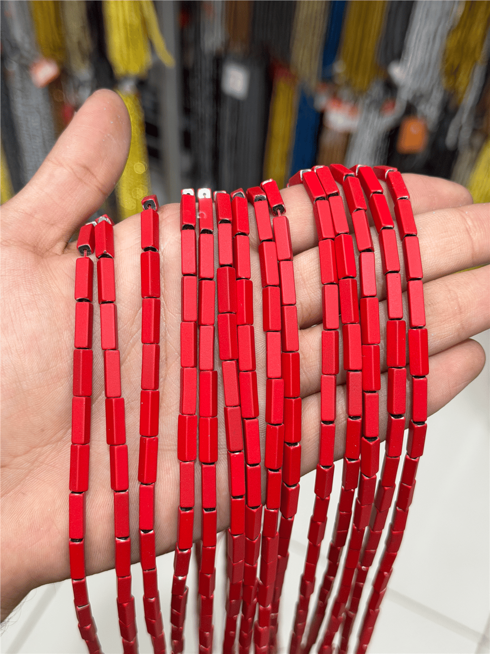 Hematit Taşı Dikdörtgen Kesim Kırmızı 4x13mm Doğal Taş Dizi