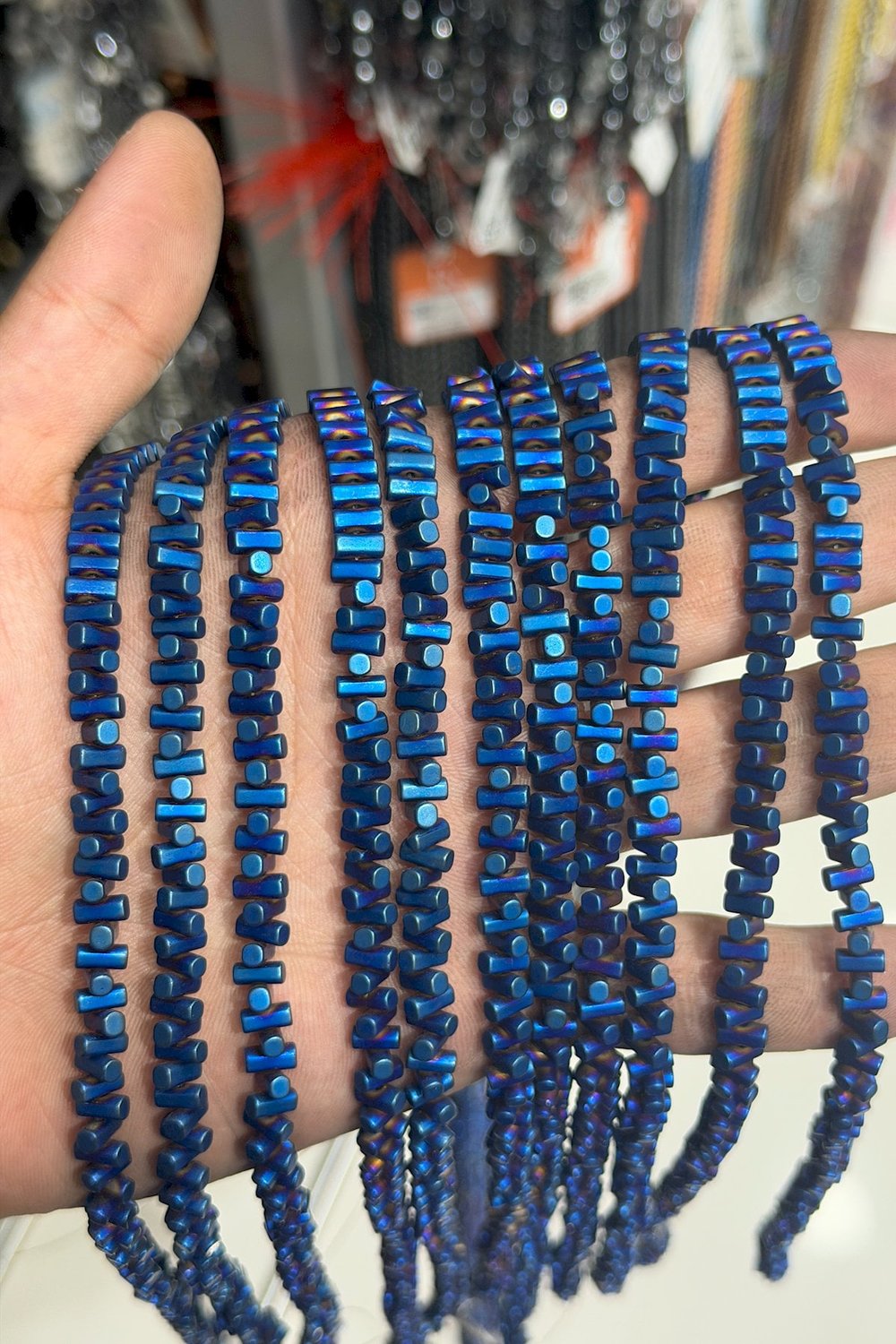 Hematit Taşı Dikdörtgen Kesim Mat Mavi 3x5mm Doğal Taş Dizi