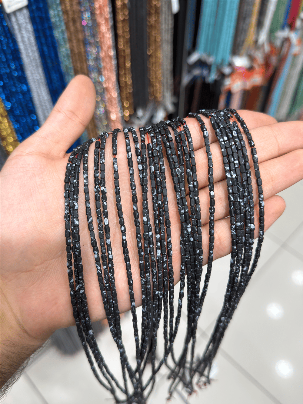Hematit Taşı Dikdörtgen Kesim Mat Siyah 2x4mm Doğal Taş Dizi