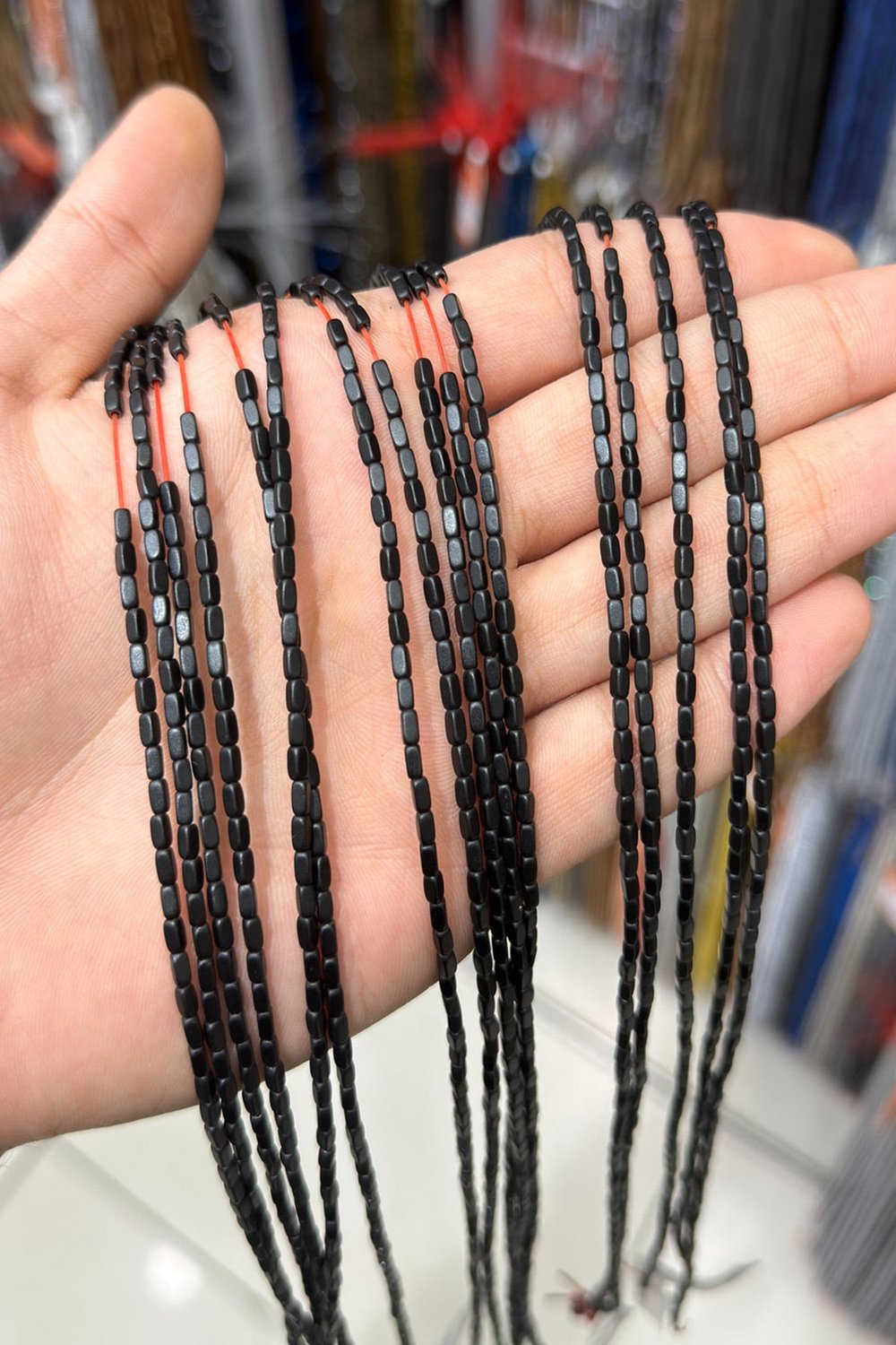 Hematit Taşı Dikdörtgen Kesim Mat Siyah 2x4mm Doğal Taş Dizi