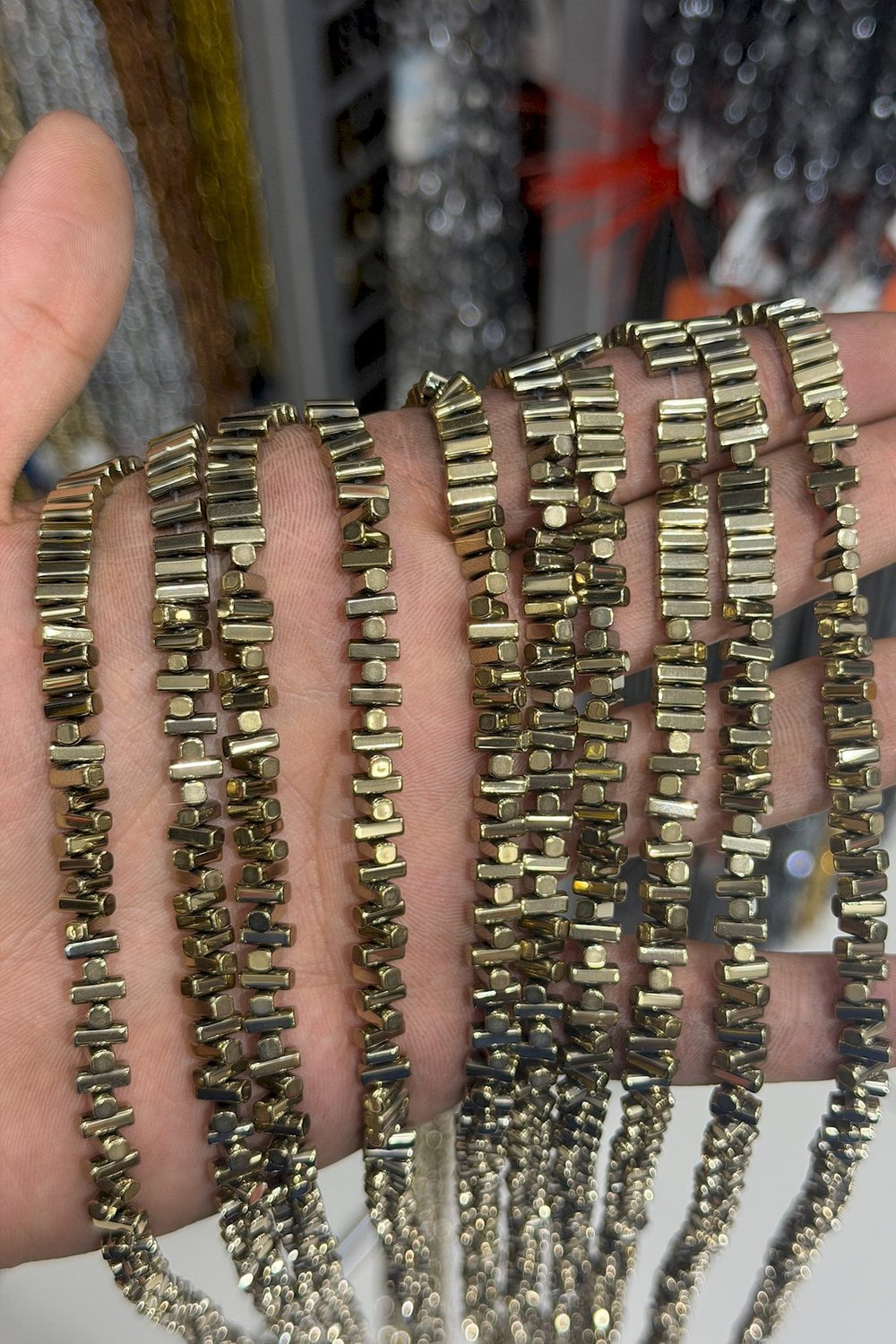 Hematit Taşı Dikdörtgen Kesim Parlak Antik Sarı 3x5mm Doğal Taş Dizi