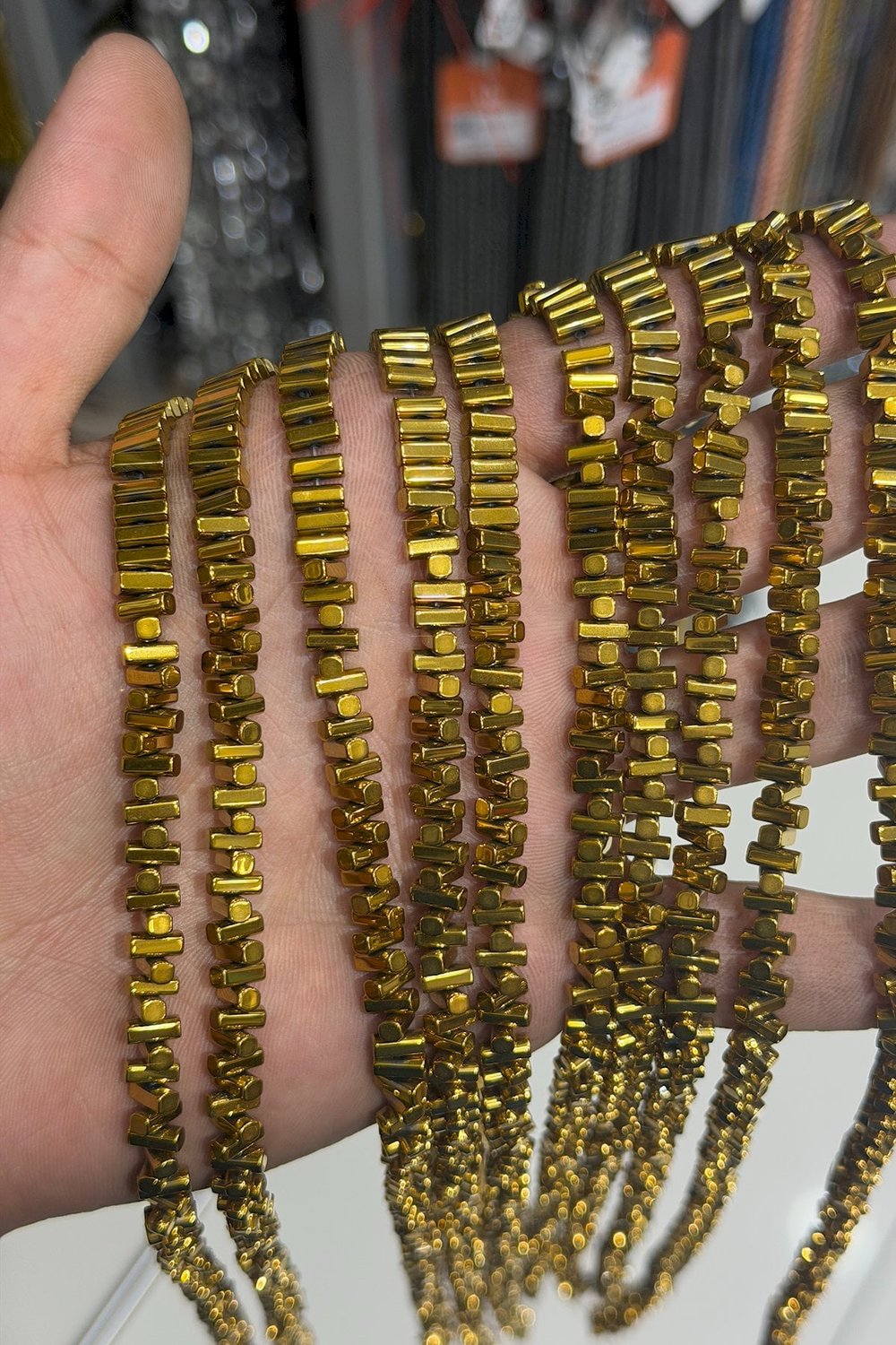 Hematit Taşı Dikdörtgen Kesim Parlak Gold 3x5mm Doğal Taş Dizi