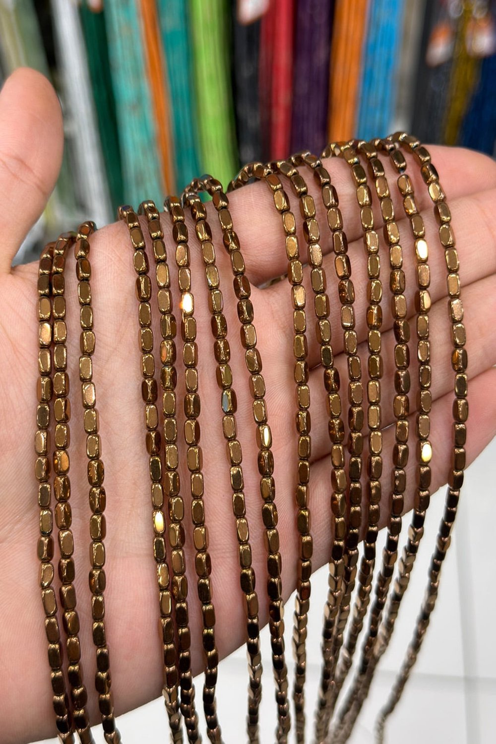 Hematit Taşı Dikdörtgen Kesim Parlak Kahverengi 3x5mm Doğal Taş Dizi