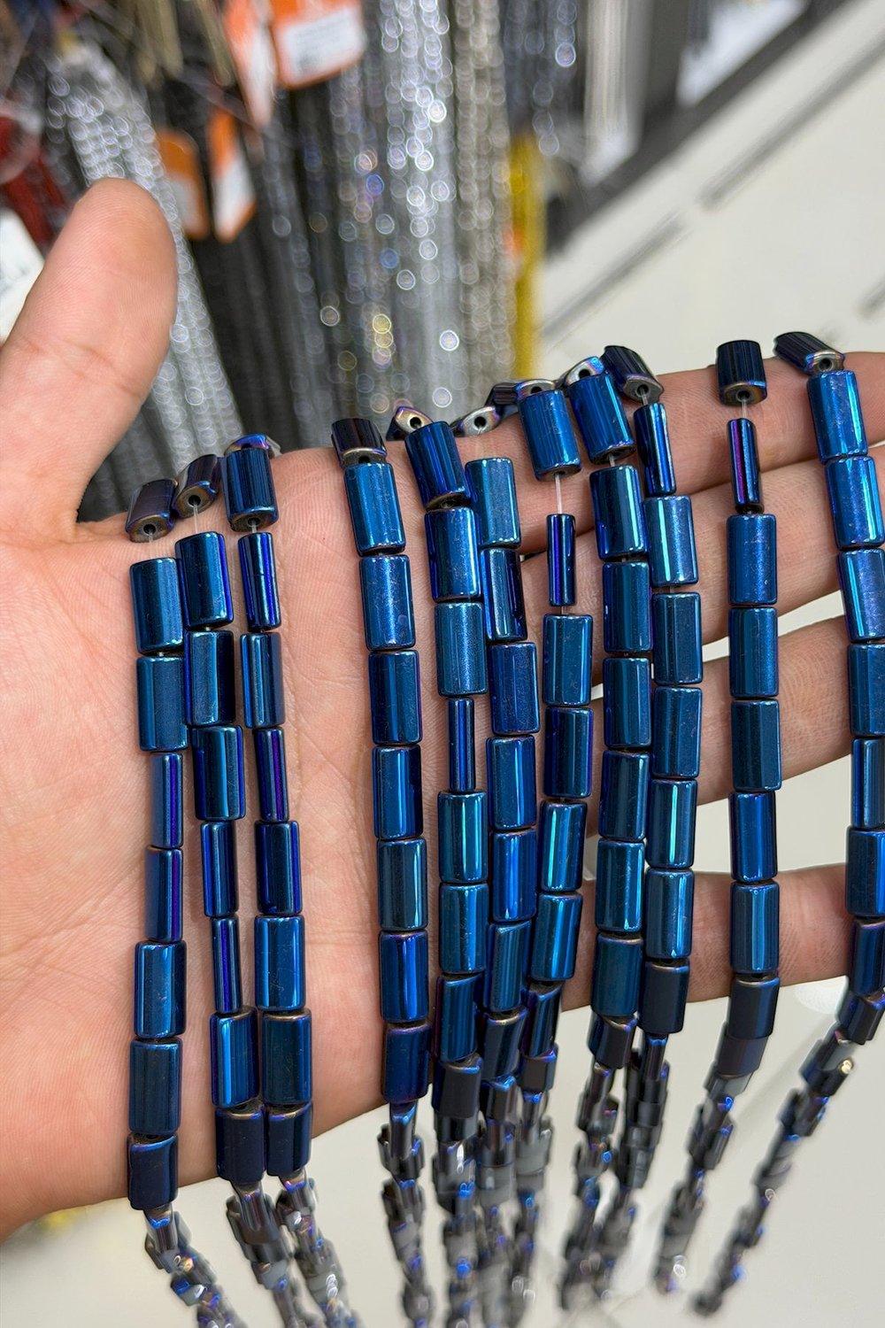 Hematit Taşı Dikdörtgen Kesim Parlak Mavi 7x13mm Doğal Taş Dizi
