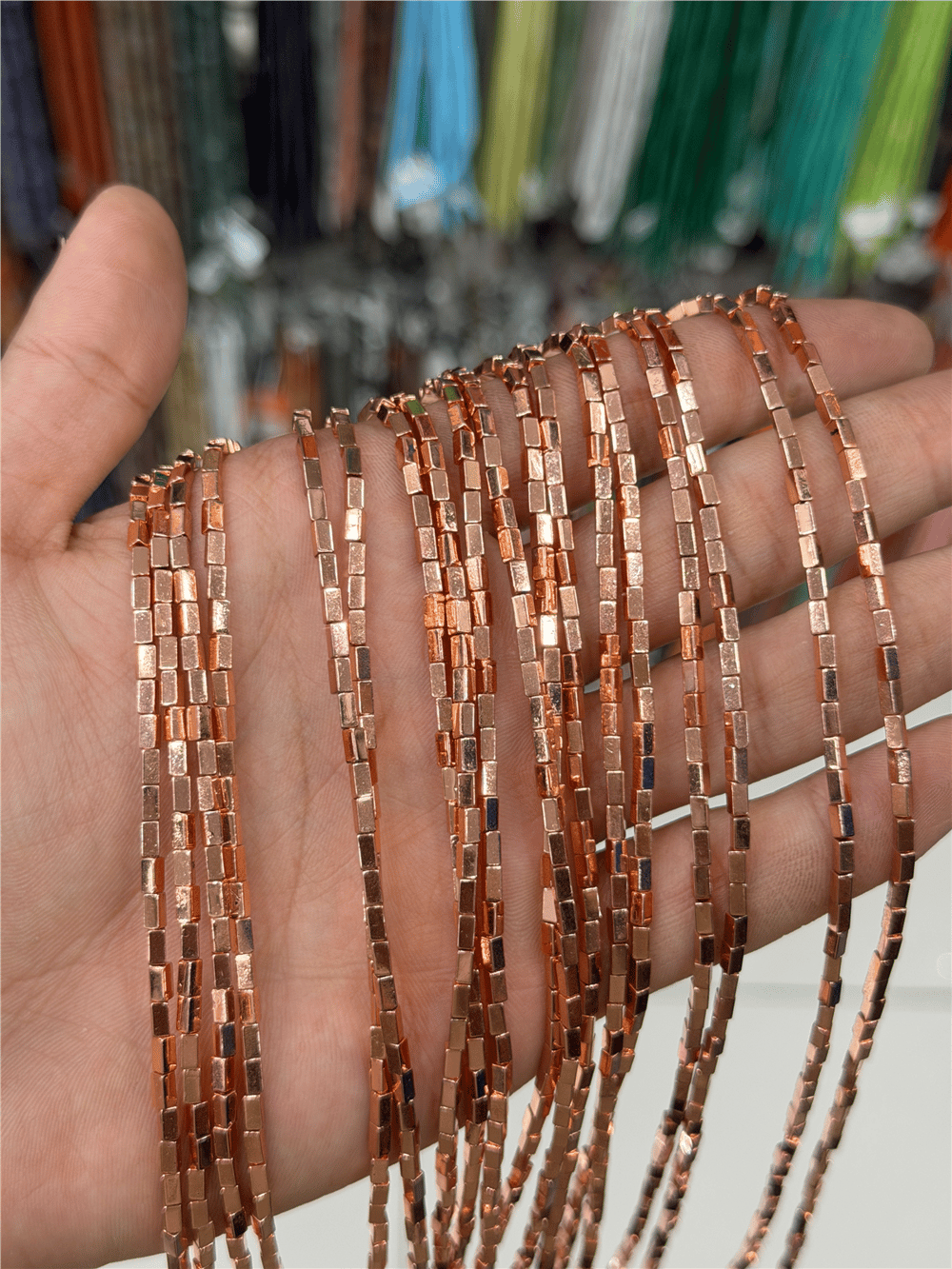 Hematit Taşı Dikdörtgen Kesim Parlak Roz 2x4mm Doğal Taş Dizi