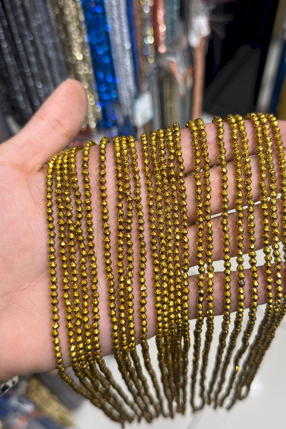 Hematit Taşı Faset Kesim Parlak Gold 3mm Doğal Taş Dizi