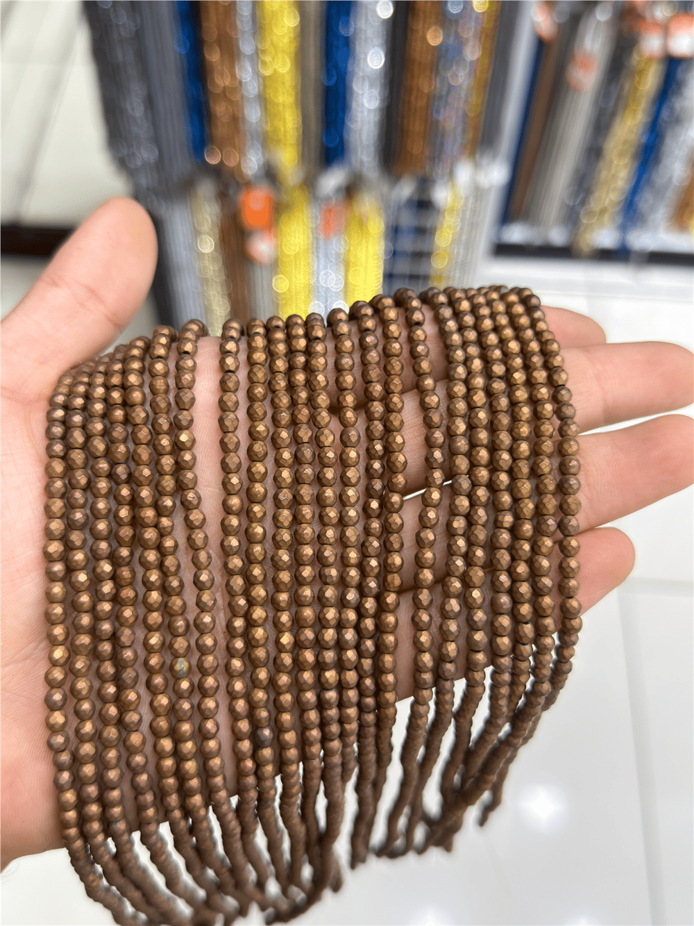 Hematit Taşı Faset Küre Kesim Mat Kahverengi 4mm Doğal Taş Dizi