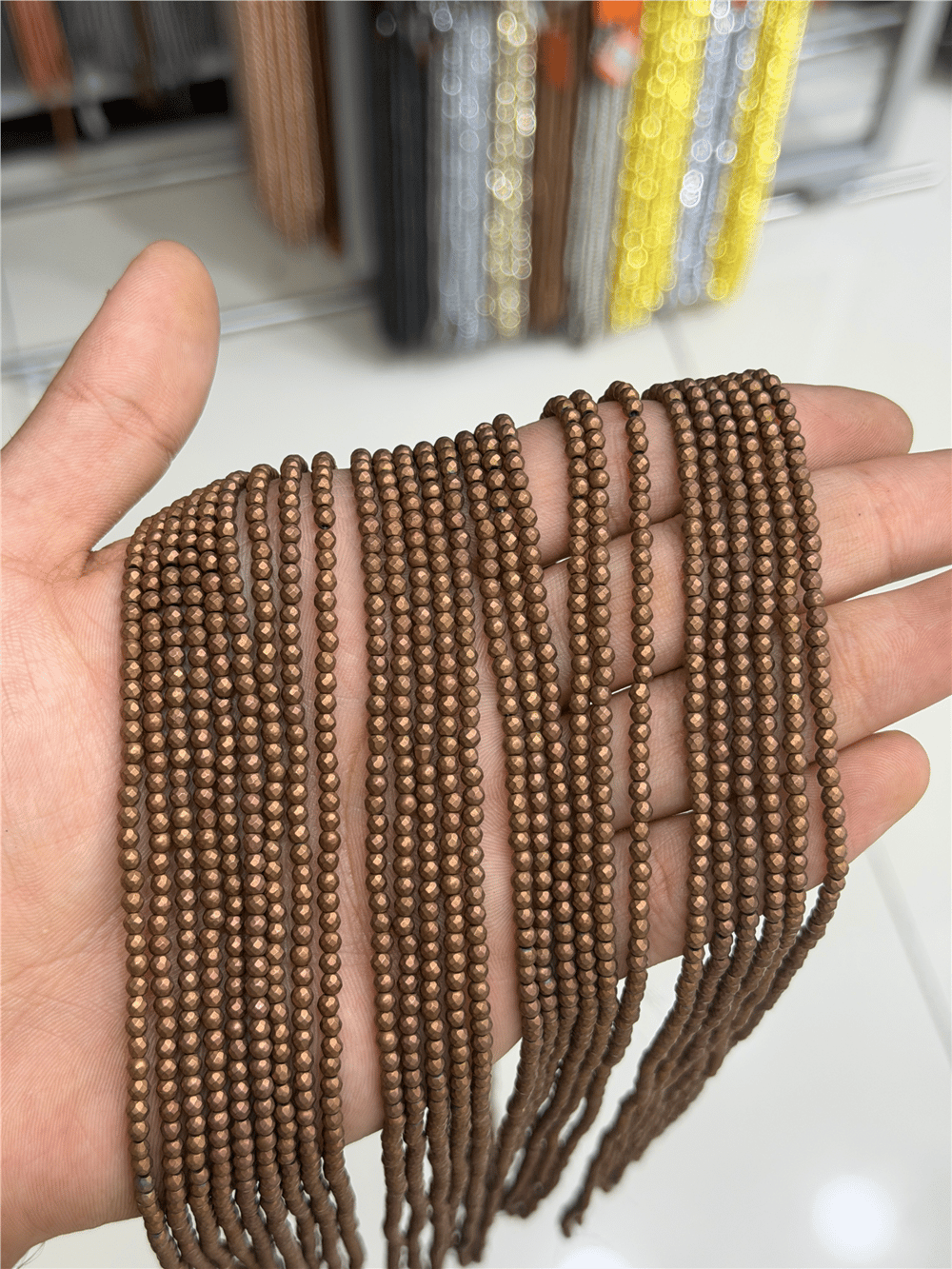 Hematit Taşı Faset Küre Kesim Mat Kahverengi 3mm Doğal Taş Dizi