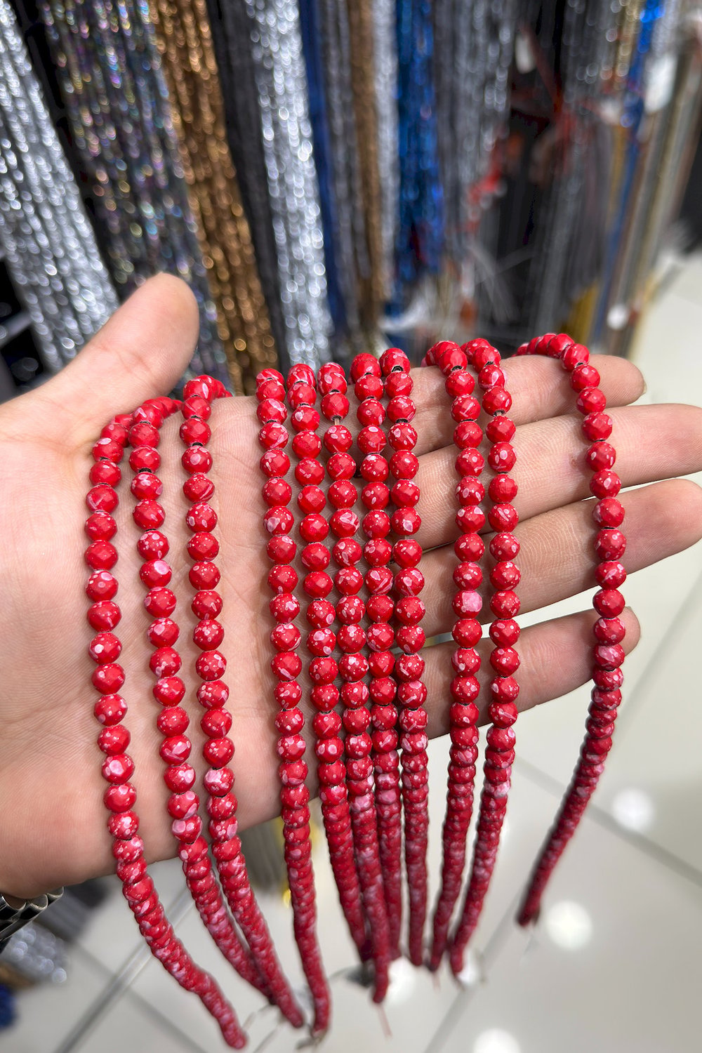 Hematit Taşı Faset Küre Kesim Mat Kırmızı 6mm Doğal Taş Dizi
